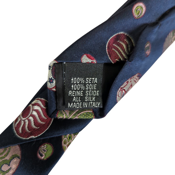BOSS Hugo Boss 100% Silk Men's Tie Navy Blue With Maroon Burgundy Pattern - Picture 4 of 4